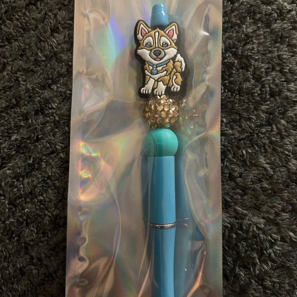 Cute Husky Charm Blue Ballpoint Pen